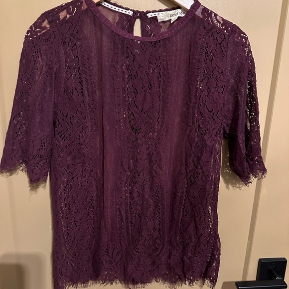 Rewind‎ burgundy lace blouse size M - Picture 1 of 5